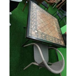 Dining Table Ceramic tile + cast aluminum Brown