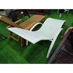 Outdoor Chaise Lounges Rattan Golden wood yellow/white